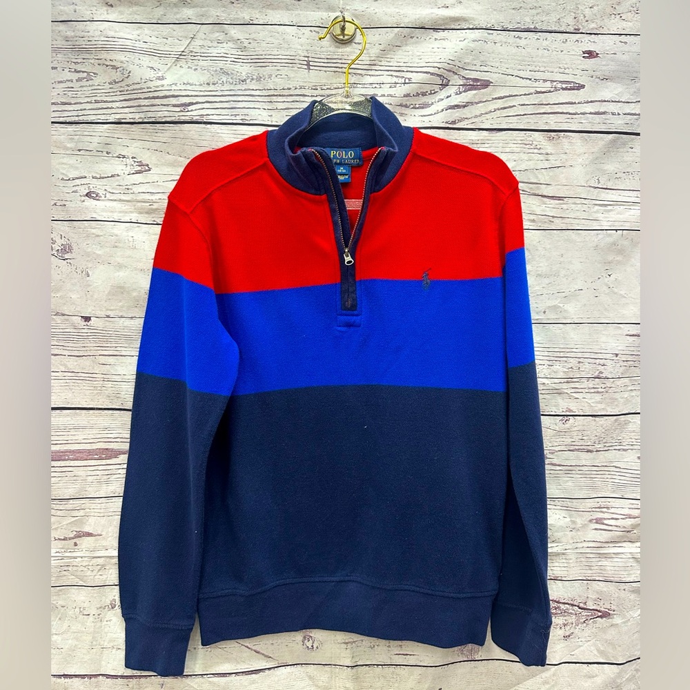 Polo Ralph Lauren Quarter Zip Color Block Size Medium 10-12